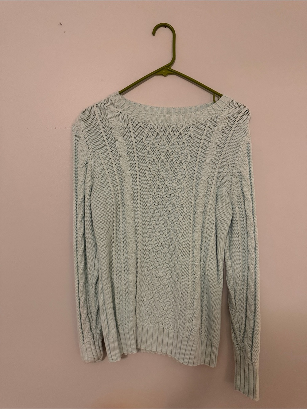 Old Navy Light Mint Cable-Knit Crew Sweater